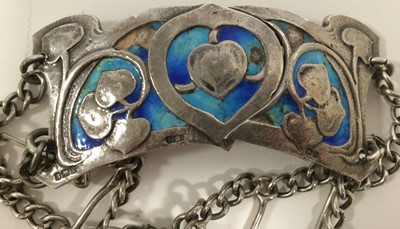 Lot 606 - An Arts & Crafts Silver and Enamel Belt, by...