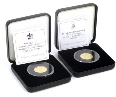 Lot 285 - 2x Gold Proof Coins, comprising; Alderney,...