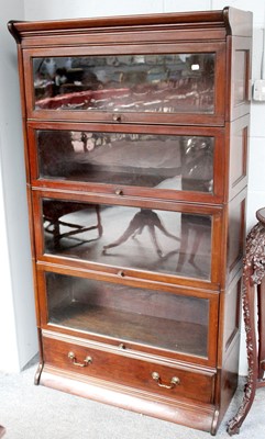 Lot 1340 - Mahogany four-section stacking bookcase with...