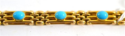 Lot 105 - A turquoise set bracelet, stamped ";15ct"