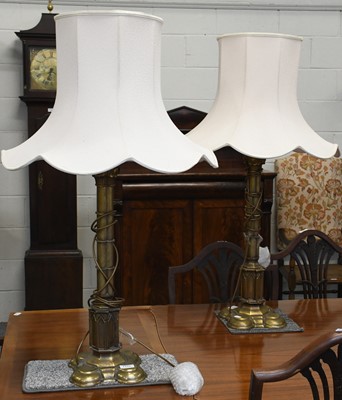 Lot 1152 - A Set of Four Modern Brass Table Lamps in...