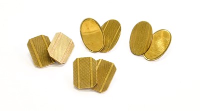 Lot 111 - Two Pairs of 9 Carat Gold Cufflinks, with...