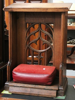 Lot 1249 - An Early 20th Century Gothic Oak Kneeler...