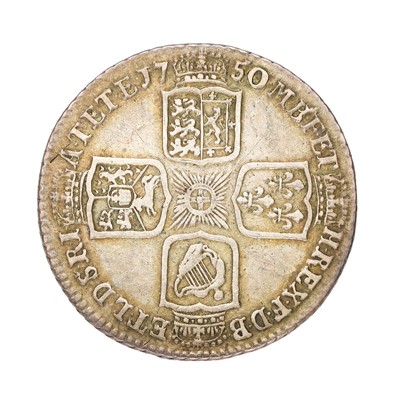 Lot 70 - George II, Shilling 1750/46; old laureate and...