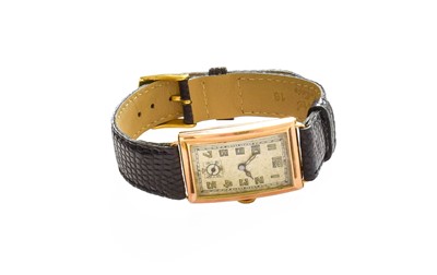 Lot 1 - An Art Deco 9 Carat Gold Rectangular Wristwatch