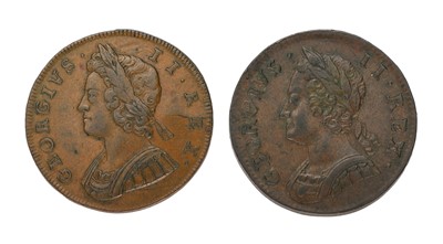 Lot 131 - 2x George II, Halfpennies, comprising:...