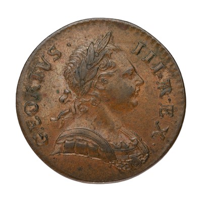 Lot 156 - George III, Halfpenny 1772, GEORIVS error,...