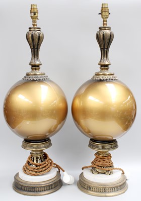 Lot 338 - A Large Pair of Table Lamps, gilt metal and...