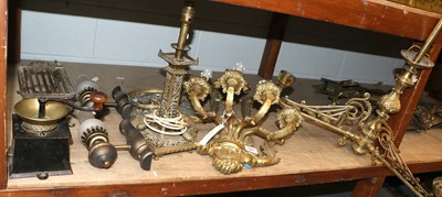 Lot 1227 - Assorted Lighting, including a brass four...