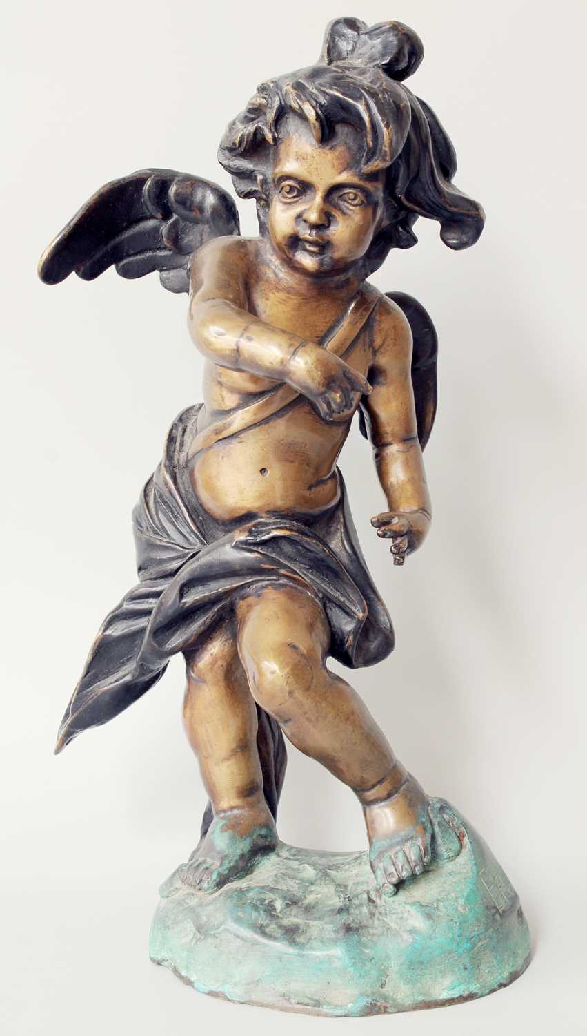 Lot 252 - Reproduction Bronze Figure of a Winged Putto,...