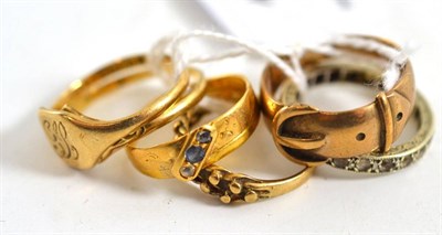 Lot 120 - An 18ct gold ring and five 9ct gold rings