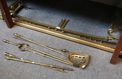 Lot 1229 - Brass Fire Curb and Fire Irons