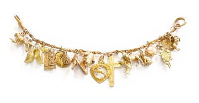Lot 149 - A Fancy Link Charm Bracelet, stamped '9' and '....