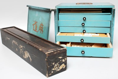 Lot 207 - A Chinese Mahjong Set in Case, with bone and...