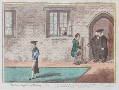 Lot 1056 - After Gillray The Rakes Progress Five coloured...