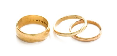 Lot 156 - Two 22 Carat Gold Band Rings, finger sizes N...