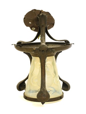 Lot 614 - An Arts & Crafts Brass Hanging Hall Lantern,...