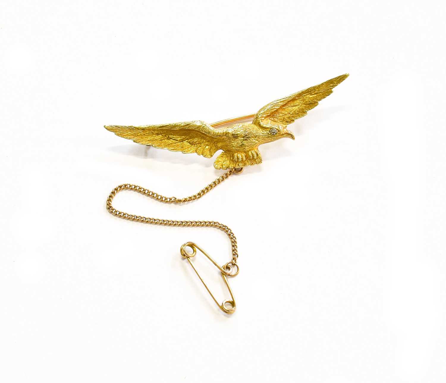 Lot 83 - A Diamond Bird Brooch, stamped '15', length 5.5cm