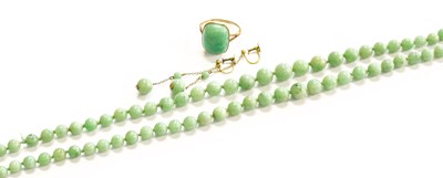 Lot 112 - A Jade Two Row Necklace, length 42.8cm (a.f.,...