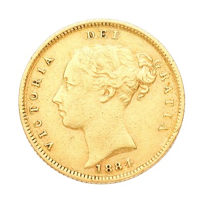 Lot 194 - Victoria, Half Sovereign 1884; obv. young head...