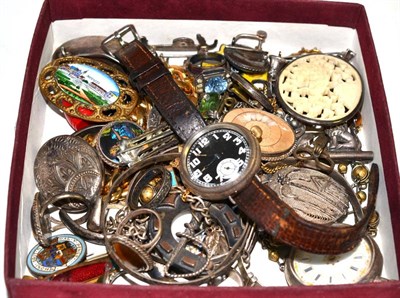 Lot 134 - A quantity of mainly silver costume jewellery including locket, brooches, wristwatch, fob watch etc