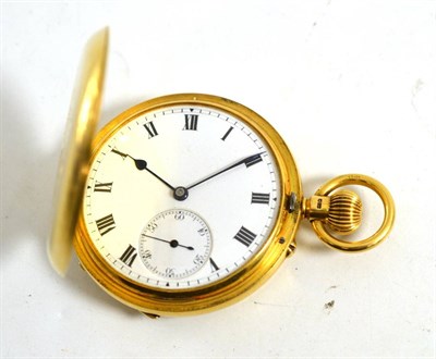 Lot 138 - An 18ct gold full hunter cased pocket watch, the cover engraved with a monogram