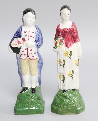 Lot 195 - A Pair of 18th/19th-century Pottery Figures,...