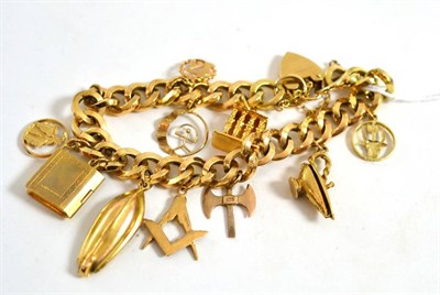 Lot 142 - A charm bracelet hung with ten charms