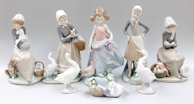 Lot 314 - A Group of Lladro Figures, mostly girls with...