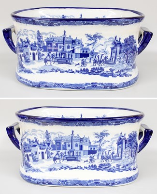 Lot 359 - A Pair of Reproduction Blue and White Foot...