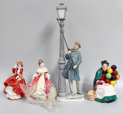 Lot 307 - A Lladro Figure of a Lamp Lighter, together...