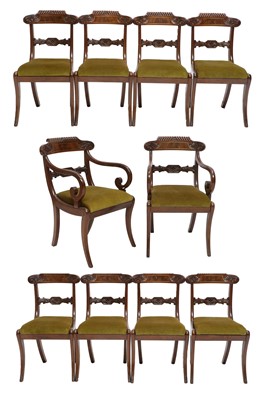 Lot 379 - A Set of Ten (8+2) Carved Mahogany and...