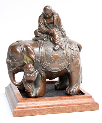 Lot 201 - A Japanese Bronzed model of an Elephant