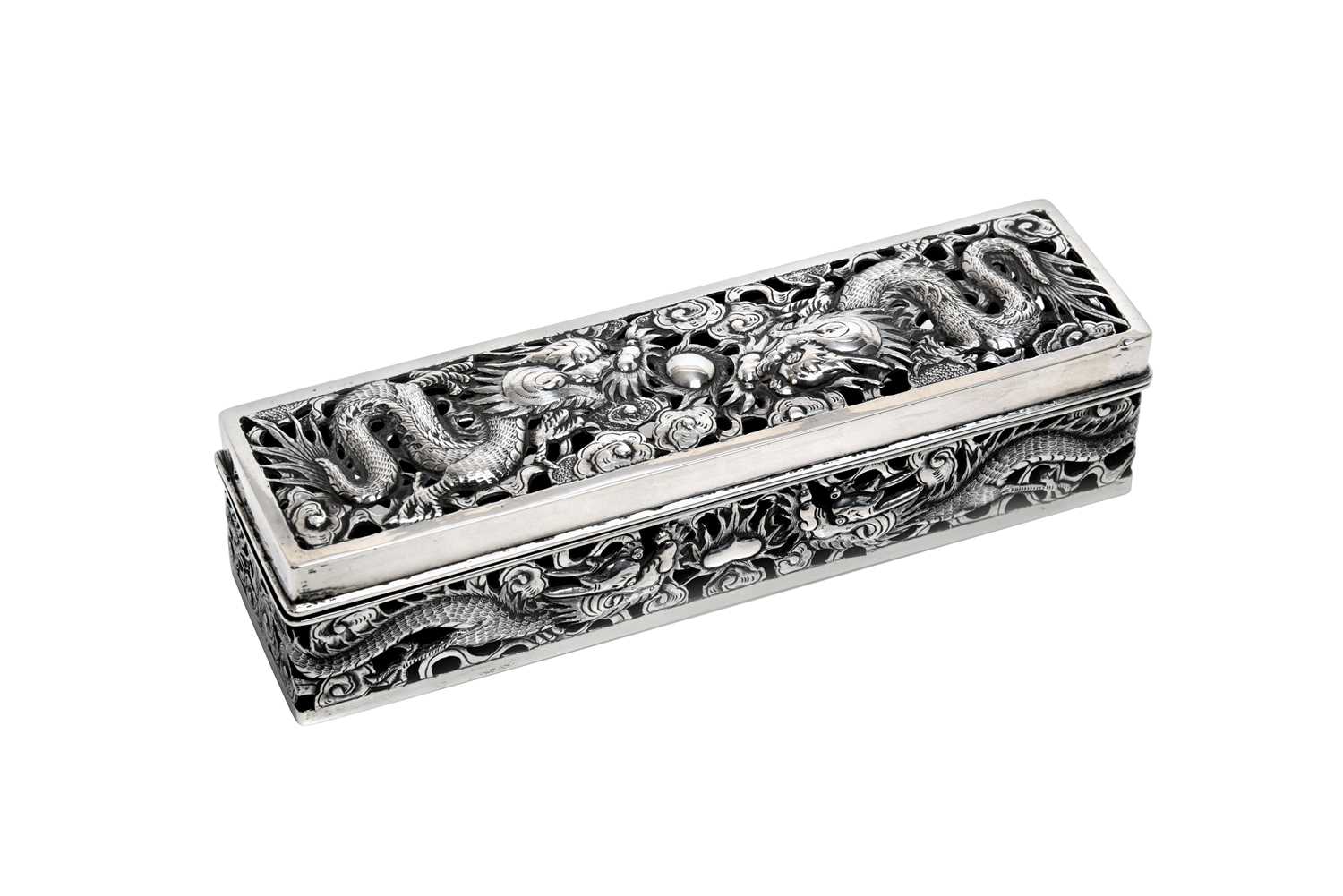 Lot 2360 - A Chinese Export Silver Box