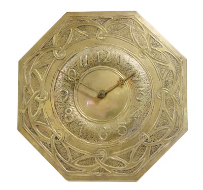 Lot 617 - An Arts & Crafts Brass Octagonal Wall Clock,...