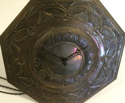Lot 617 - An Arts & Crafts Brass Octagonal Wall Clock,...