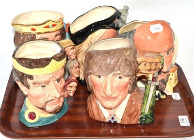 Lot 156 - Five large Royal Doulton Shakespearian Collection character jugs - Shakespeare, Hamlet, Henry...