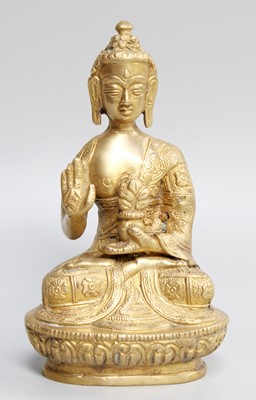 Lot 202 - A Gilt Bronze Model of a Seated Buddha, 15cm high