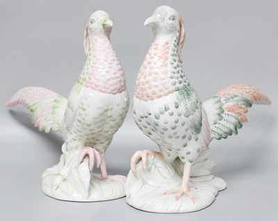 Lot 278 - A Pair of Italian Faience Models of Pheasants,...