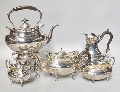 Lot 188 - A Five-Piece Edward VII Silver Tea and...