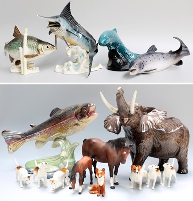 Lot 320 - Beswick Elephant, Horse and Foal; together...