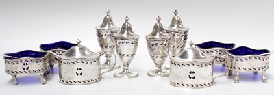 Lot 155 - A Ten-Piece George V Silver Condiment-Set, by...