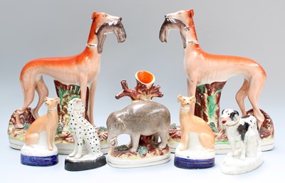 Lot 321 - Staffordshire Figures, including pair of...