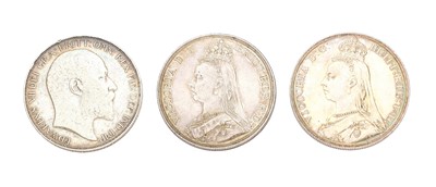 Lot 201 - 3x Silver Crowns, to include; Victoria 1887,...