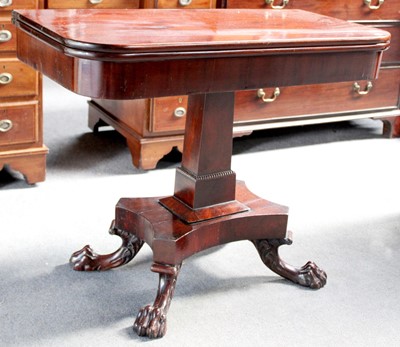 Lot 1127 - A William IV Mahogany Fold Over Tea Table, on...