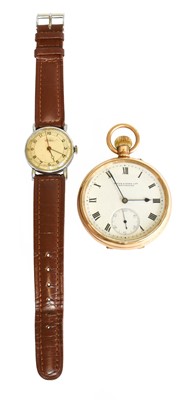 Lot 13 - A chrome plated Technos wristwatch and a gold...
