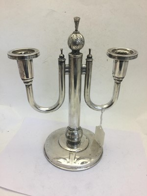 Lot 2061 - A Pair of Norwegian Silver Two-Light Candelabra