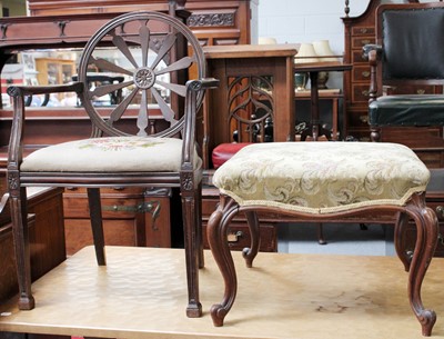 Lot 1256 - A 19th Century Mahogany Stool, on cabriole...