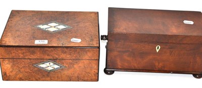 Lot 170 - A Victorian walnut oblong workbox and a Regency mahogany tea caddy (2)