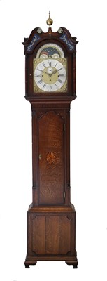 Lot 695 - An Oak Chiming Longcase Clock, swan neck...